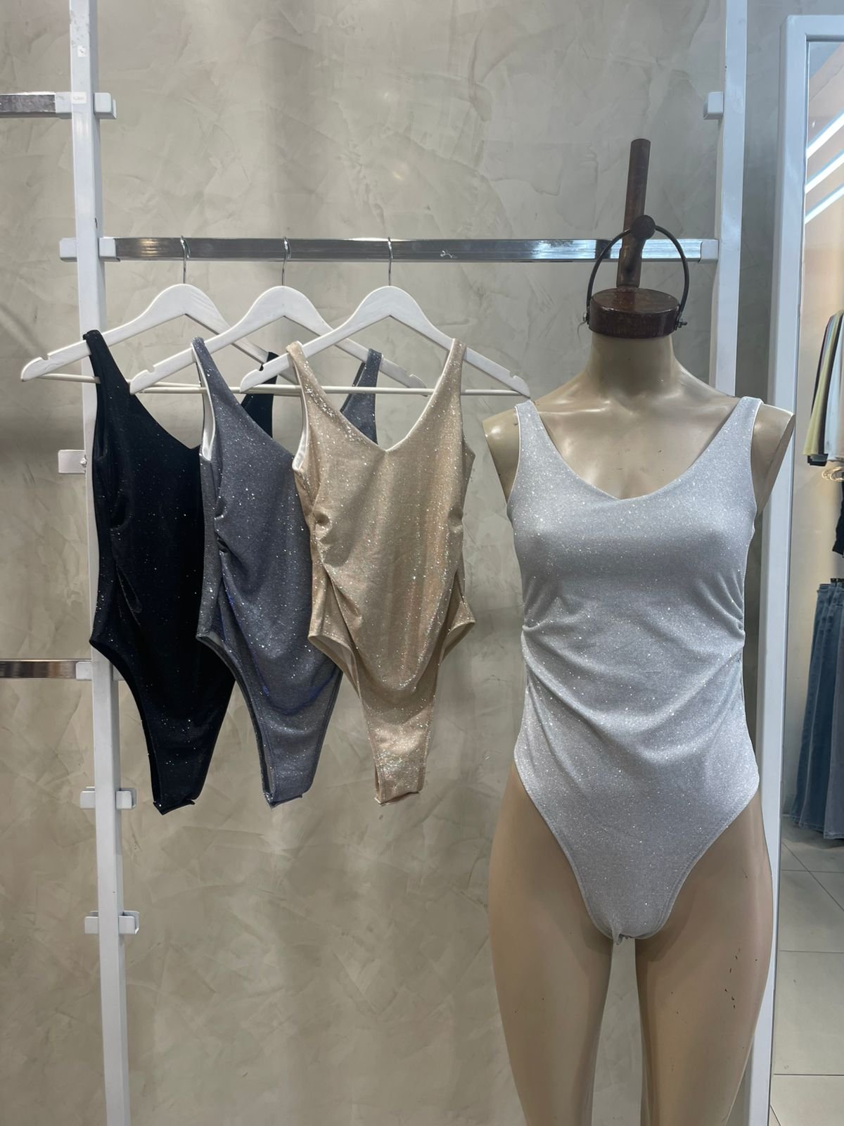 Body Escote V Fruncido(Glitter)