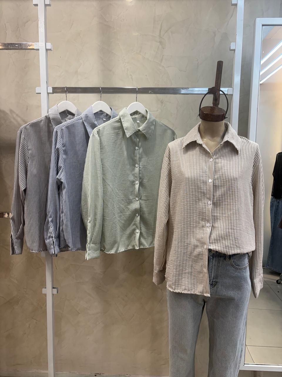 Camisa Larga (Lino Rayado)