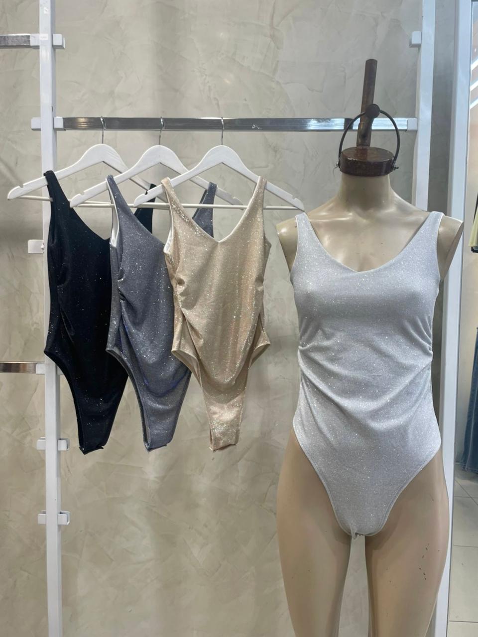 Body Escote V Fruncido(Glitter)