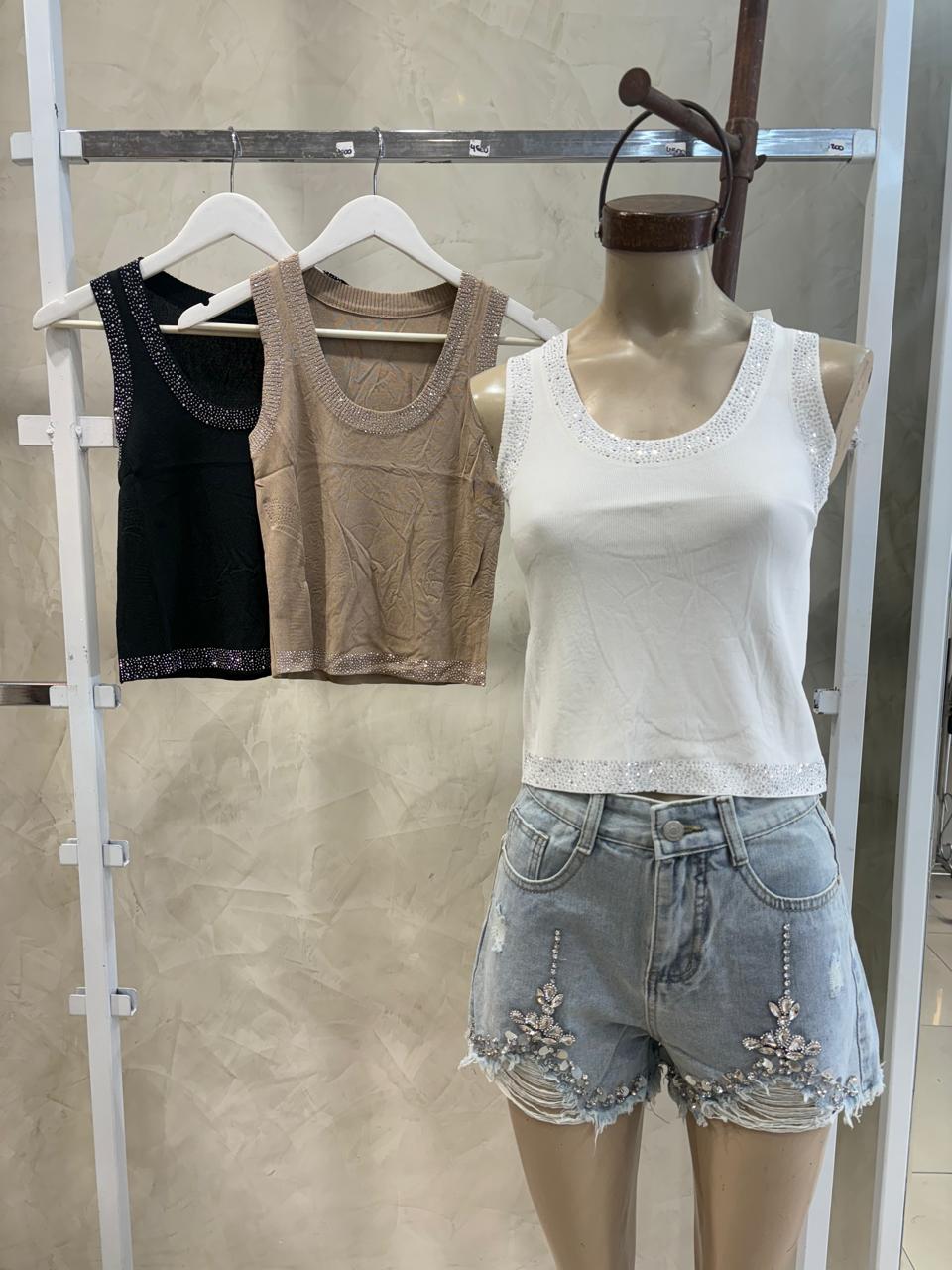Musculosa Lycra Strass (Importado)