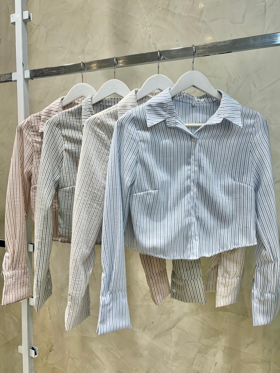 Camisa corta (Lino Rayado)