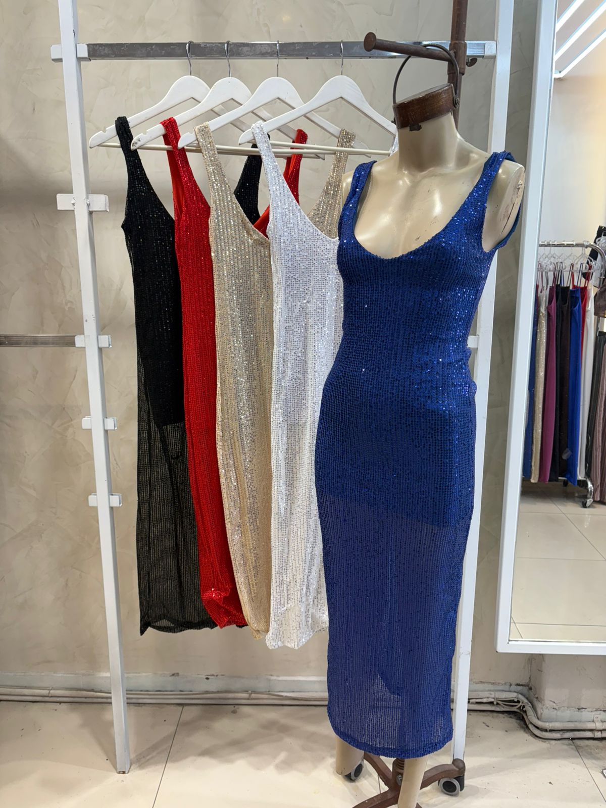 Vestido escote v (Lentejuela)