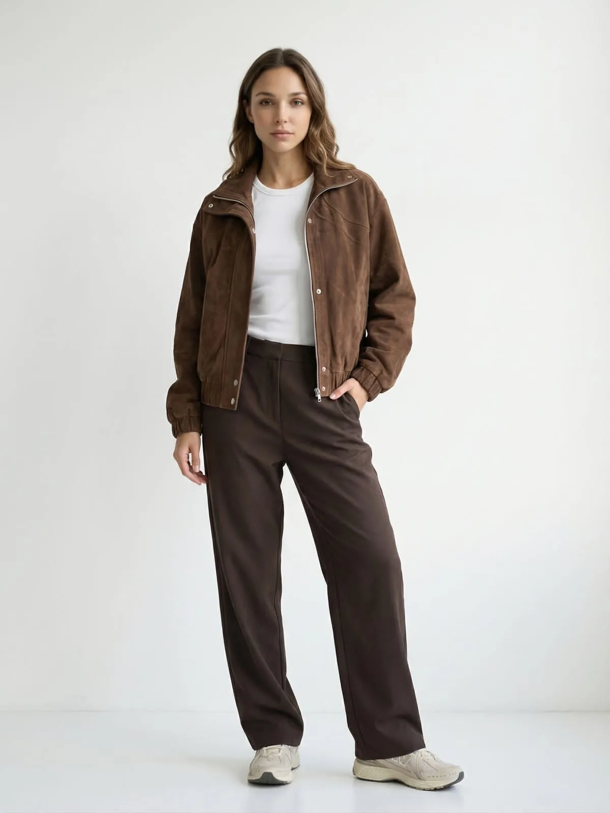 Campera Botones bomber Aitana forrado (gamuza)