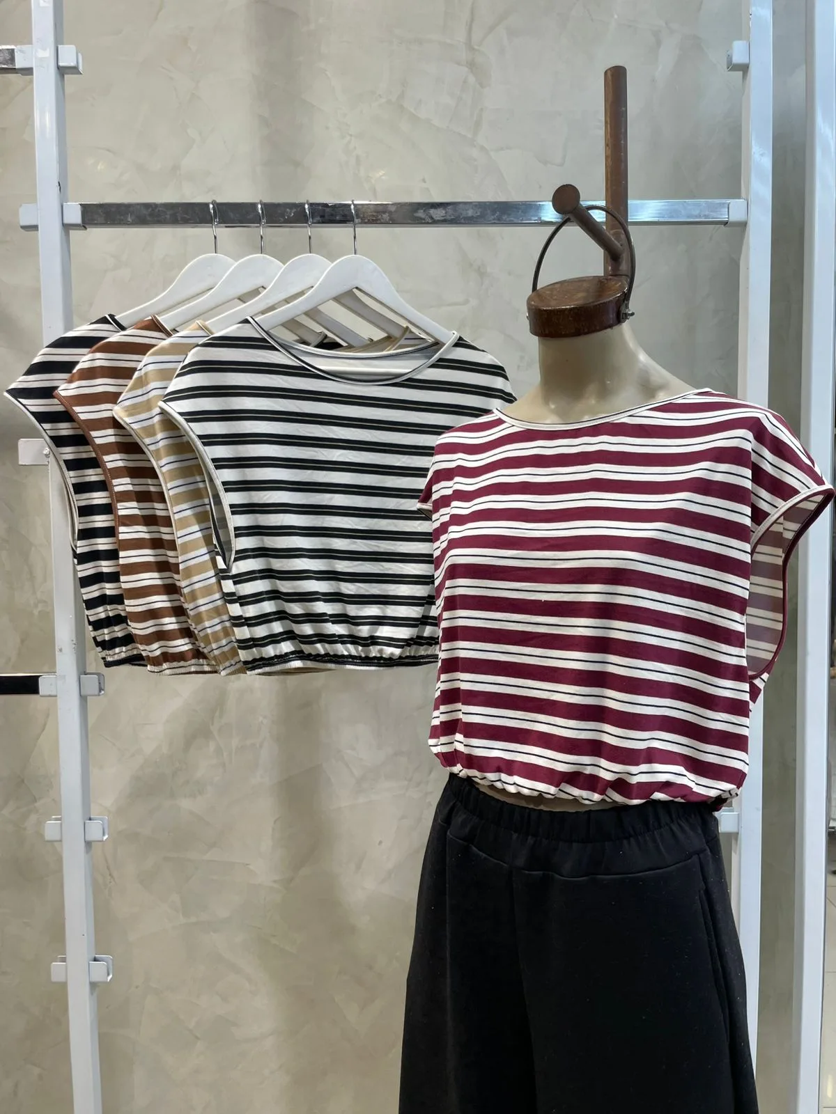 Musculosa rayada c/ elastico (modal)