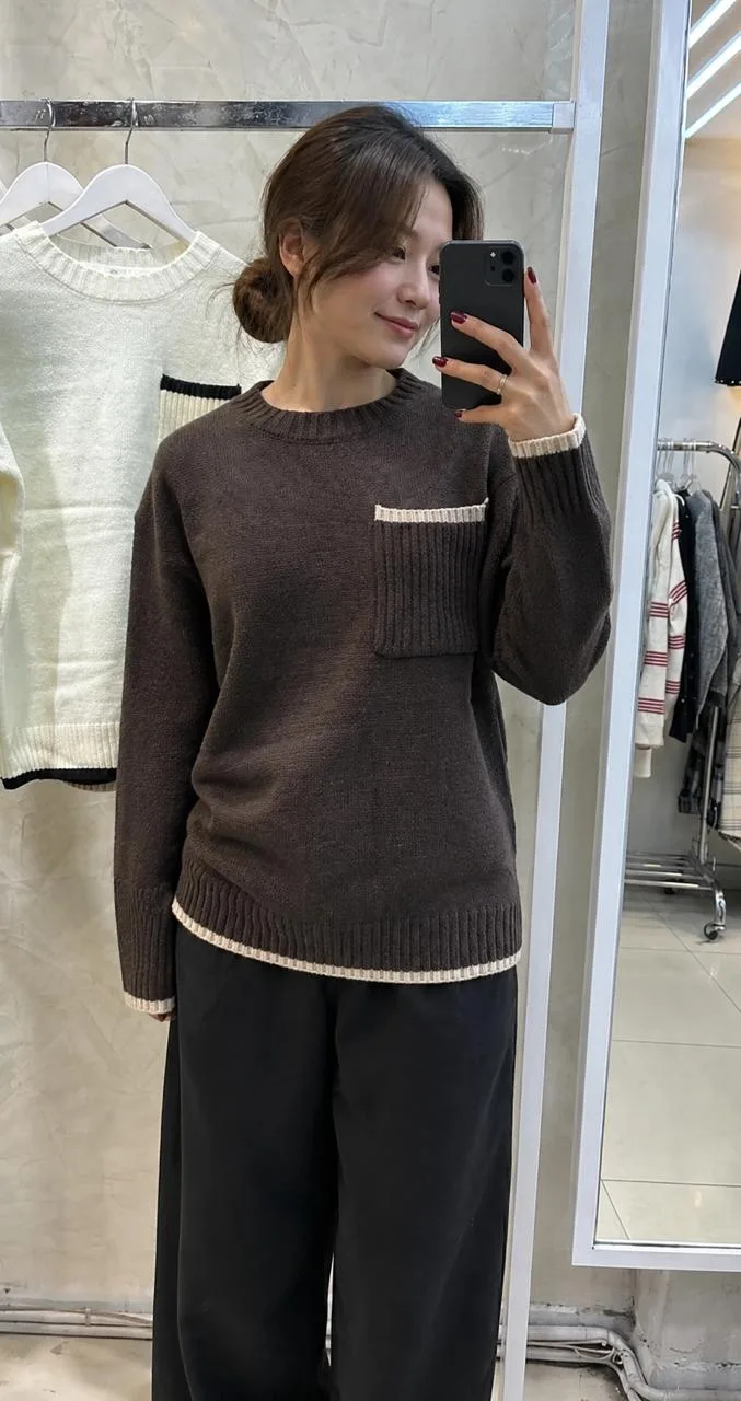 Sweater Bolsillo Combinado (importado)