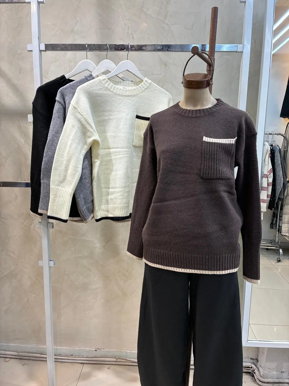Sweater Bolsillo Combinado (importado) - Imagen 2