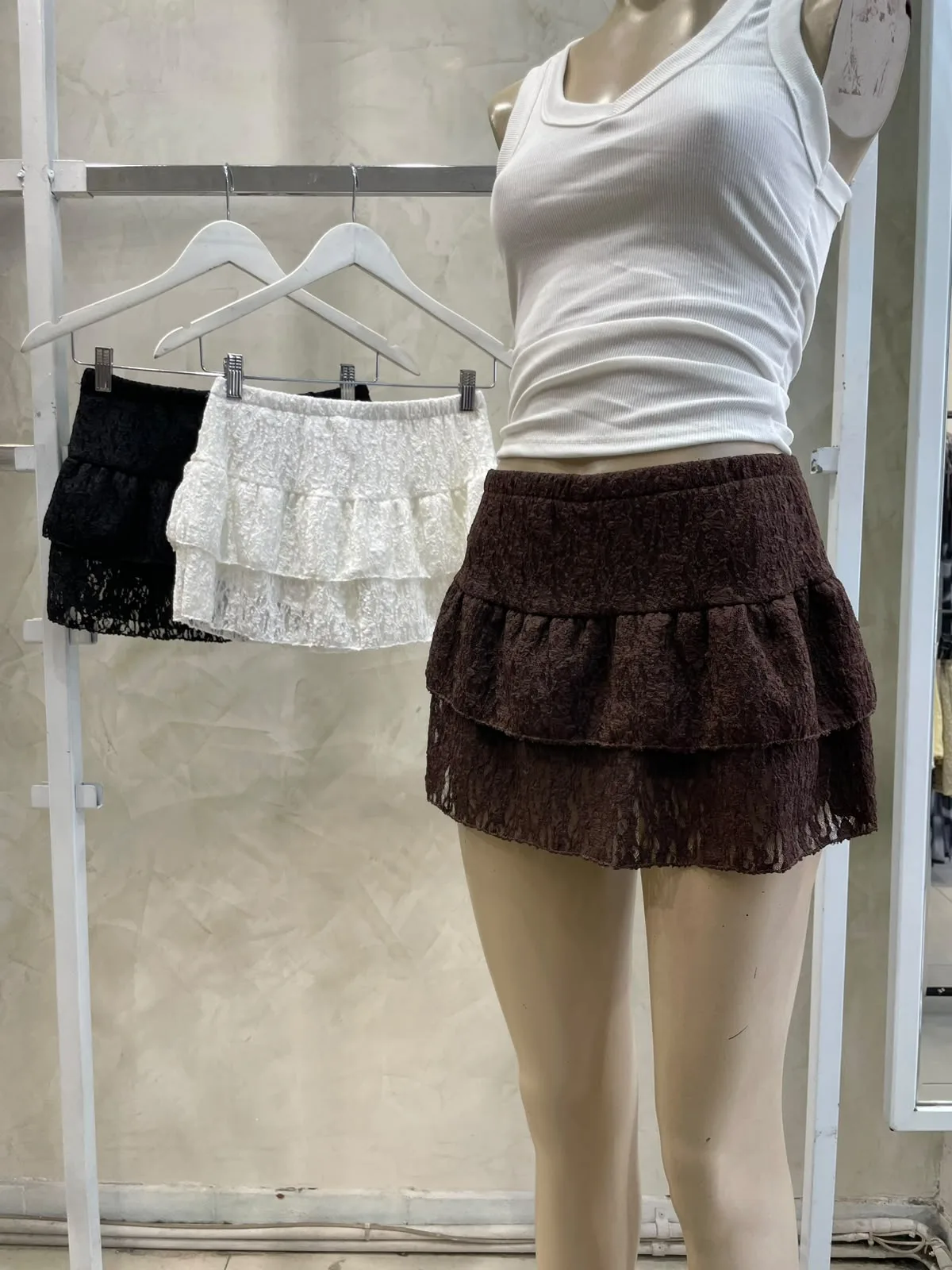 Pollera Short Volados (encaje)