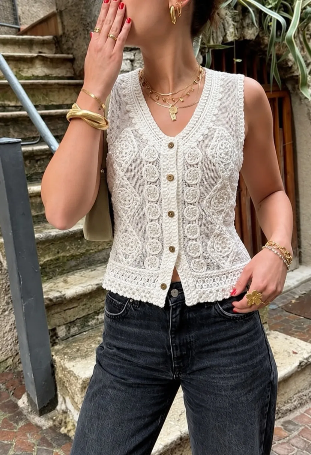 Chaleco Rombo Crochet (importado)