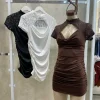 Vestido Cuello Mao (microfibra + Encaje) - Hera