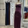 Vestido Escote Recto con Tajo (microfibra) - Hera